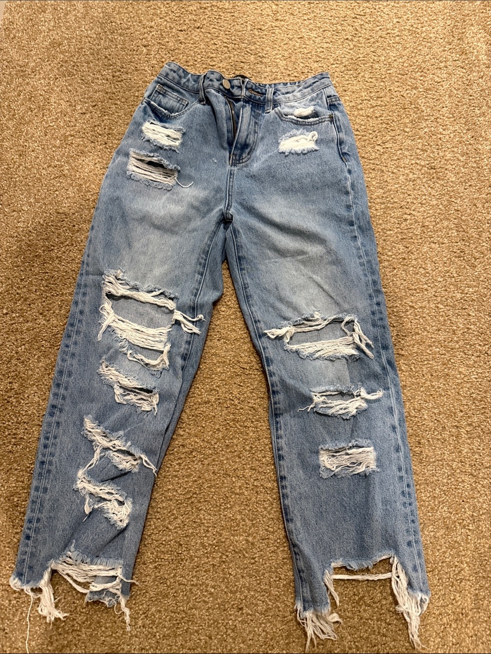 Distressed Light Blue Boyfriend Jeans